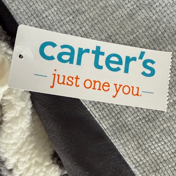 NWT-Carter's 12mo Boy’s Gray and White Fleece Set - Picture 2 of 5